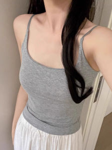 Gray Strap Vest Womens Inner Wear Summer Slimming Spicy Girl Can Be Worn outside Base Shirt with Chest Pad Commute Style