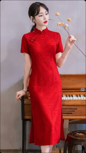La Boutique.1996 - (CÓ SẴN) Sườn xám cách tân họa tiết ren hoa bigsize 70kg - 80kg