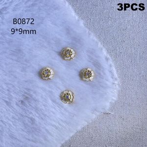 3 Pieces Of Kaniu Retro Palace Style Zircon Gold Oval Rhinestone Alloy Jewelry Nail Decoration Accessories Diy Nail Art