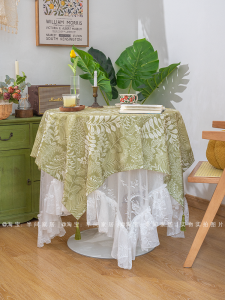 French Country Style Waterproof Tablecloth Linen Dining Table Tea Table Balcony round Tablecloth Decorative Cloth for Homestay