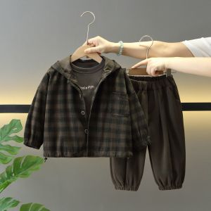 Boys Fashionable Cotton Hooded Jacket Autumn Spring Style Childrens Clothing Casual Wear for Middle-Aged Men