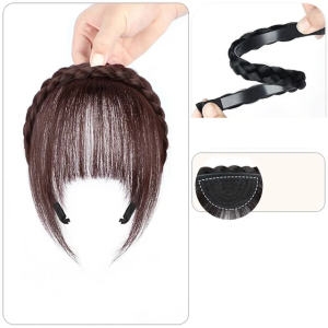 [Girl 798 MALL]Korean Style Air Bangs Wig Headbands 4 Colours Bangs Headband Synthetic Fashion Make a For Women Braid Hair Hoop All-in-one Natural Forehead Top Hair Replacement Fake Hair Patch Headband Women Invisible Natural Clip