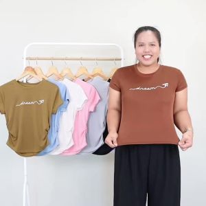 406-2xl# เสื้อยืด คอกลม แขนสั้น ไซส์ใหญ่ งานปักลาย ดีเทลเอวจั้ม ผ้าร่องเล็ก