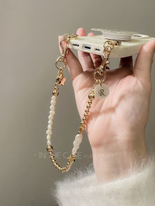 Inthecase Baroque Natural Freshwater Pearl 14K Gold XINGX Beaded Lanyard Drop-Resistant Universal Mobile Phone Lanyard
