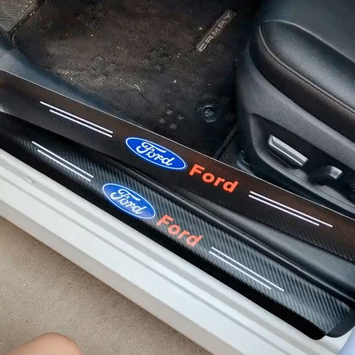Carbon Fiber leather Threshold Protection Sticker Car Door Threshold ...