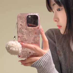 Lazy Cartoon Cat Ball Pendant Full Cover Silicone Protective Case for Redmi K80 pro K40 K30 pro Note12 Turbo Note13 Rpro K50