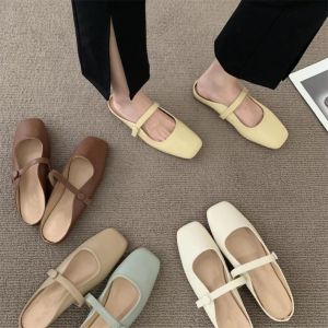 🔥จัดส่งจากกรุงเทพ!🔥DONOTTAGES💕มีไซส์ใหญ่ EU: 35-EU: 42! รองเท้าแตะครึ่งหัวสไตล์เกาหลีของผู้หญิง รองเท้าล่อนิ้วเท้า รองเท้า Mary Jane แบบเปิดส้น พื้นรองเท้านุ่มและพื้นผิวนุ่ม ระบายอากาศได้ดีและไม่อับชื้น สวมใส่ได้ยาวนาน ทันสมัยและหลากหลาย