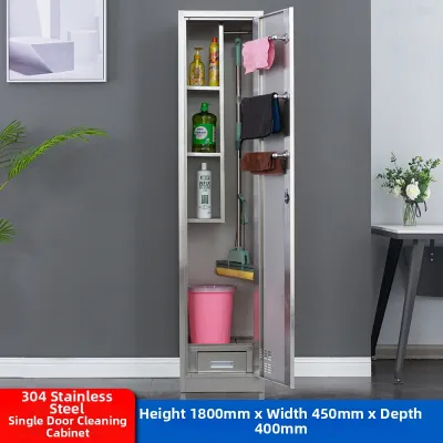 Stainless Steel Mop Broom Storage Cabinet