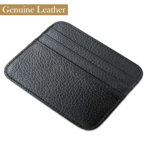 Ultra Thin Wallet Leather Lichi Pattern Genuine Leather Card Holder Small Business Bank Credit Cardholder Slim Wallets for Men