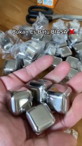 Food Grade Es Batu Stainless Steel ice cube cubes reusable pakai ulang isi 2pcs