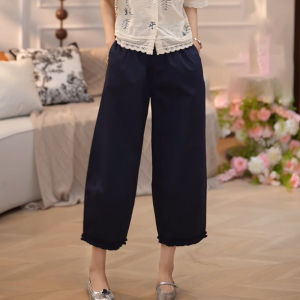 Shalldoer | กางเกงขายาวทรงหลวมเอวสูงสไตล์เกาหลีสำหรับผู้หญิง กางเกงขายาวทรงตรง 9 ฟุต ฤดูร้อน 2025 กางเกงขายาวทรงหลวมสไตล์เกาหลี