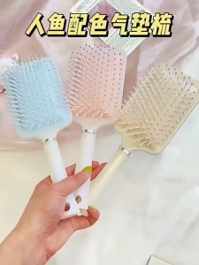Womens Plain Hair Brush High Cranial Ridge Comb Hair Styling Massage Air Cushion Comb Hair Care Tool Portable Hair Comb Accessories Dry and Wet