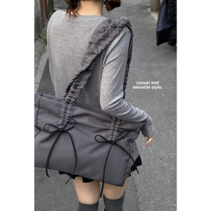 Carle Canvas Tote Bag with Magnetic Buckle and Shopping Bag Shape Soft Japanese and South Korean Style for Casual Use