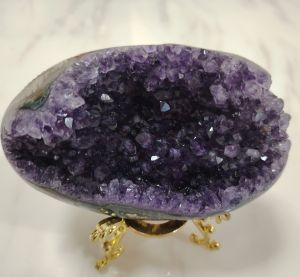Natural Deep Purple Amethyst Crystal Geode from Uruguay