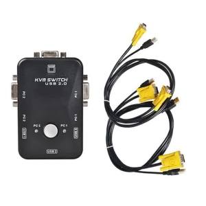 2 Port USB VGA KVM Switch Box For 2 Computers Share Monitor Keyboard Mouse Plug and Play KVM Switcher With VGA USB Cables