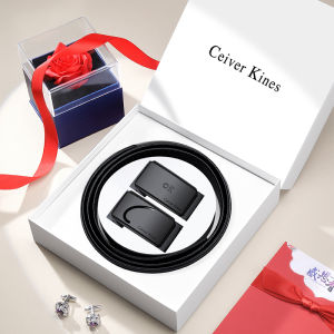 เข็มขัดหนังวัวแท้ Ceiver Kines สำหรับผู้ชาย กล่องของขวัญสุดหรู สายรัดเอวแบบลำลอง หนังวัวแท้ 3.5 ซม. สำหรับผู้ชาย
