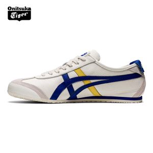 2024 Original Tiger Shoes Mexico 66 Soft and comfortable leather shoes Mens and womens shoes Casual shoes Couple shoes Non-slip sneakers White/blue/yellow