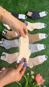 Set 10 đôi tất vớ dệt trám cao cổ tone Nâu 1-12 tuổi phong cách hàn quốc Dập nổi mềm mại thoáng khí