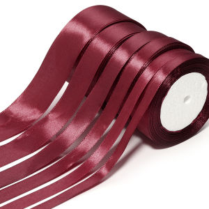 25yards/roll 6/10/12/15/20/25/38mm Wine Red Satin Ribbons Gift Bouquet Wrapping Ribbon For DIY Wedding Party Decoration