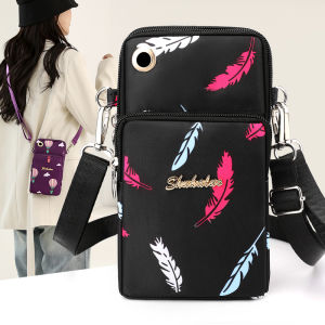 กระเป๋าสะพายข้างแบบแฟชั่นพิมพ์ลาย กระเป๋าใส่โทรศัพท์มือถือแบบยาว ความจุขนาดใหญ่ กระเป๋าคาดเอว กระเป๋าคาดไหล่แบบลำลอง กระเป๋าสะพายข้างแบบลำลอง