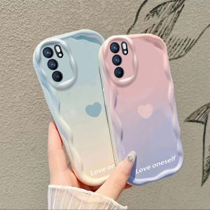 Gradient Heart OPPO Reno6 pro Silicone Phone Case Self-Love Womens Style Full-Coverage Protective Shell Soft Back Cover