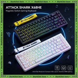 ATTACK SHARK | ATTACK SHARK X68HE 68 Keys Magnetic Axis Keyboard 8000Hz Polling Rate 0.01mm Rapid Trigger RGB Backlit Wired Gaming Keyboard