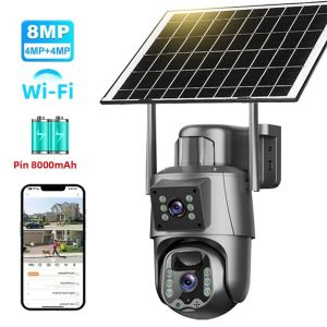 Camera Năng Lượng Mặt Trời Màn Hình Kép 4K 8MP Camera Giám Sát CCTV Không Dây Ngoài Trời Với Camera An Ninh Chống Nước Ống Kính Kép PTZ Để Bảo Vệ Ngôi Nhà