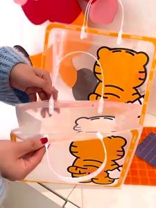 Sét 3 Túi Nhựa PP Trong Suốt Chống Thấm Nước In Hình Hổ Dễ Thương Tái Sử Dụng Tiện Lợi