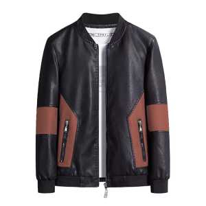 Jaket Bomber Pria Polos Casual Elegan Kece New Trendy Bahan Semi Kulit Waterproof Premium D036