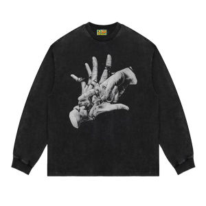 Goodgod Heavyweight Pure Cotton Long Sleeve T-Shirt Oversize Trendy Casual Comfortable Breathable Handkerchief Design