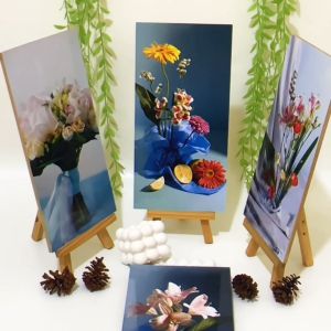 HIASAN DINDING BUNGA VAS BIRU CORAL SIMPLE GOLD WALLDECOR 15X30 NUANSA ABSTRAK FLOWER FLORAL BLUE CORAL MINIMALIS HIASAN DAN PAJANGAN RUMAH AESTHETIC KEKINIAN