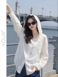 YOUXIANG | Áo Sơ Mi Dễ Dàng Có Mũ Bảo Vệ Chống Nắng Viền Ren