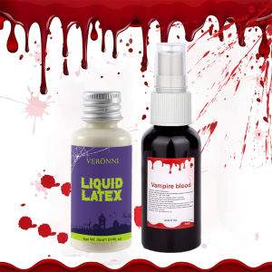ชุดแต่งหน้าฮาโลวีน น้ำยางเหลว 30 มล. สเปรย์เลือดปลอมเหมือนจริง สเปรย์เลือดปลอมสำหรับแต่งหน้า แวมไพร์ ซอมบี้ เจ้าสาว ตัวตลก คอสเพลย์