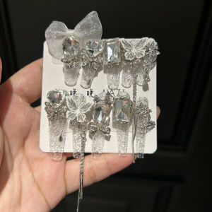 Ice Queen New Handmade Heavy Wear Nail Art Water Ripple Broken Ice Glass Nail Tips False Nails Beauty Tools from China