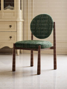 Nandai French Mid-century Modern Style Dining Chair Retro Solid Wood Backed Soft Padded Living Room Small Household Chair