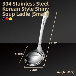 Korean Style Large Size Soup Spoon 304 Stainless Steel Long Handle Deepened Spoon for Home Use Ideal for Soup And Noodles
