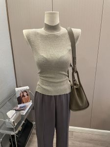 Áo Len Dệt Kim Không Tay Cổ Cao Ngắn Cho Nữ Mùa Hè Thường Ngày Phong Cách Hàn Quốc Thời Trang Thường Ngày Chất Liệu Khác 100%