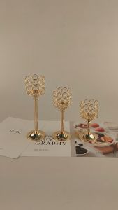 Paket Individu Penghias Candelabra 3 Tingkat Crystal Tea Light Candle Holder Sparklers Wedding