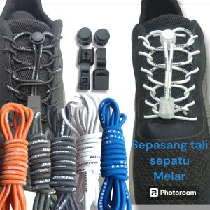 TALI SEPATU ANTI IKET MELAR DENGAN KUNCIAN LOCK STOPER LOCK LACES SEPATU ANAK SEKOLAH DAN  OLAHRAGA