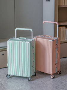 Aluminum Frame Wide Pull Rod Luggage Bag Multi-Functional Universal Wheel Durable Travel Suitcase Password Lock Leather Box for Men And Women