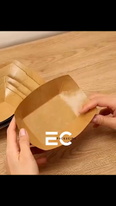 50pcs Heavy-Duty Kraft Paper Snack Boat Box - Oil-Proof Open Tray for BBQ Wings Potato Chips