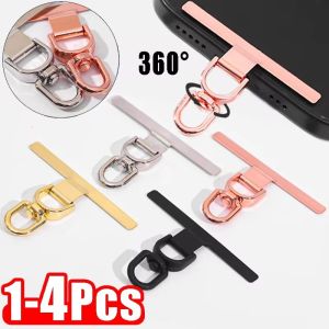 แผ่นปะปะติดสายห้อยโทรศัพท์คลิปหนีบที่แขวนแบบสแตนเลสบางเฉียบสายรัดโทรศัพท์360 ° โลหะหมุนได้