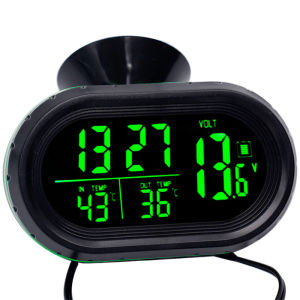 juan juan | DC 12V 4 in 1 Time Date Dual Temperature LED Car Thermometer Auto Digital Car Thermometer Monitor With Backlight