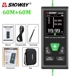 SNDWAY Dual Laser Distance Meter Bilateral Laser Rangefinder 60/100M Rechargeable Digital Tape Measure Profesional Range Finder