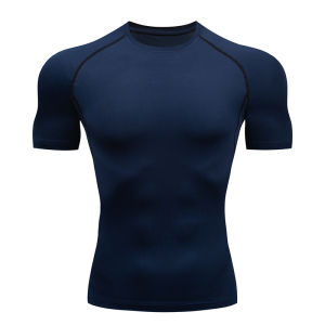 Mens Compression Shirts Athletic Quick Dry Breathable Rash Guard Athletic Tight Workout Tops Summer