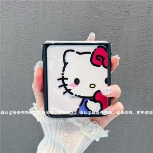 Kitty Cat Design Silicone Foldable Phone Case for Huawei Novaflip Ins Style  Trendy Protective Cover Anti-Fall Luxury Feel