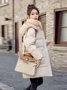 Womens Mid-Length down Jacket 2025 Winter Fashion Thickened Korean Style Loose Fit Embroidered Outerwear Trendy Coat