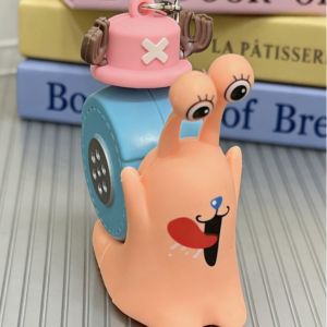 Bandai | One Piece Den Den Mushi Chopper Keychain Anime Luffy Saboes Snail Shaped Phone Toy Gift Recording phone bug