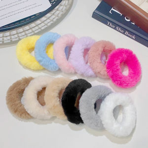 Korean version hair loop imitation lamb plush rubber band mink fur high elasticity meatball headband hair accessory.