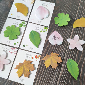 Creative Leaf Shape Post-Its Sticky Pictures Flower Wish Wall Message Board Cute Green Leaf Cartoon Plant Notepad Labels Wish Stickers Stationery
